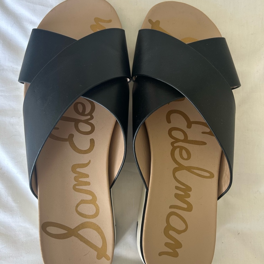 Sam Edelman Black Crisscross Slide Sandals